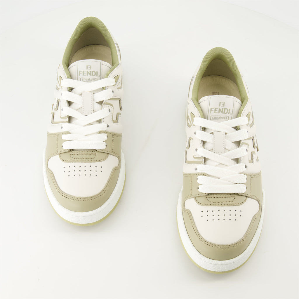 Image des baskets Fendi Match vert olive de Fendi pour hommes - Saison Printemps-Été 2025 - Vue du dessus de la paire