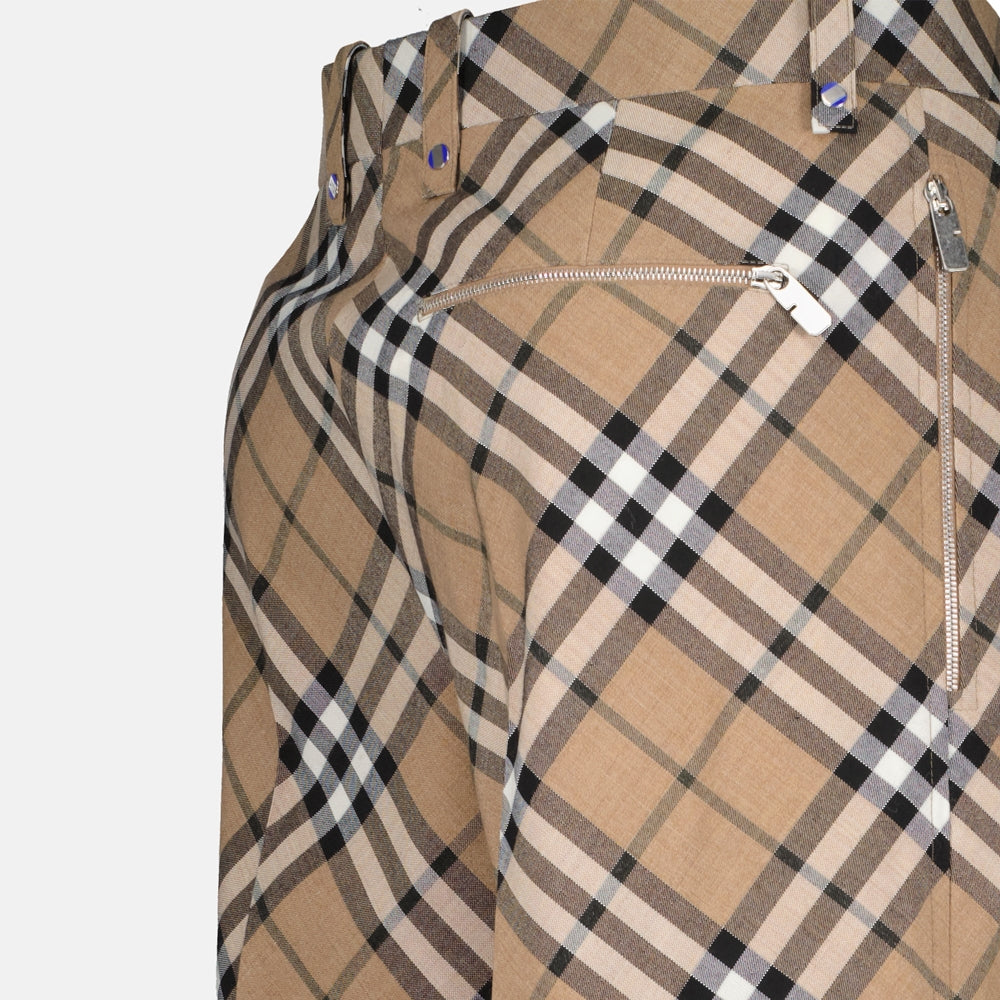 チェック柄ウールトラウザーズ