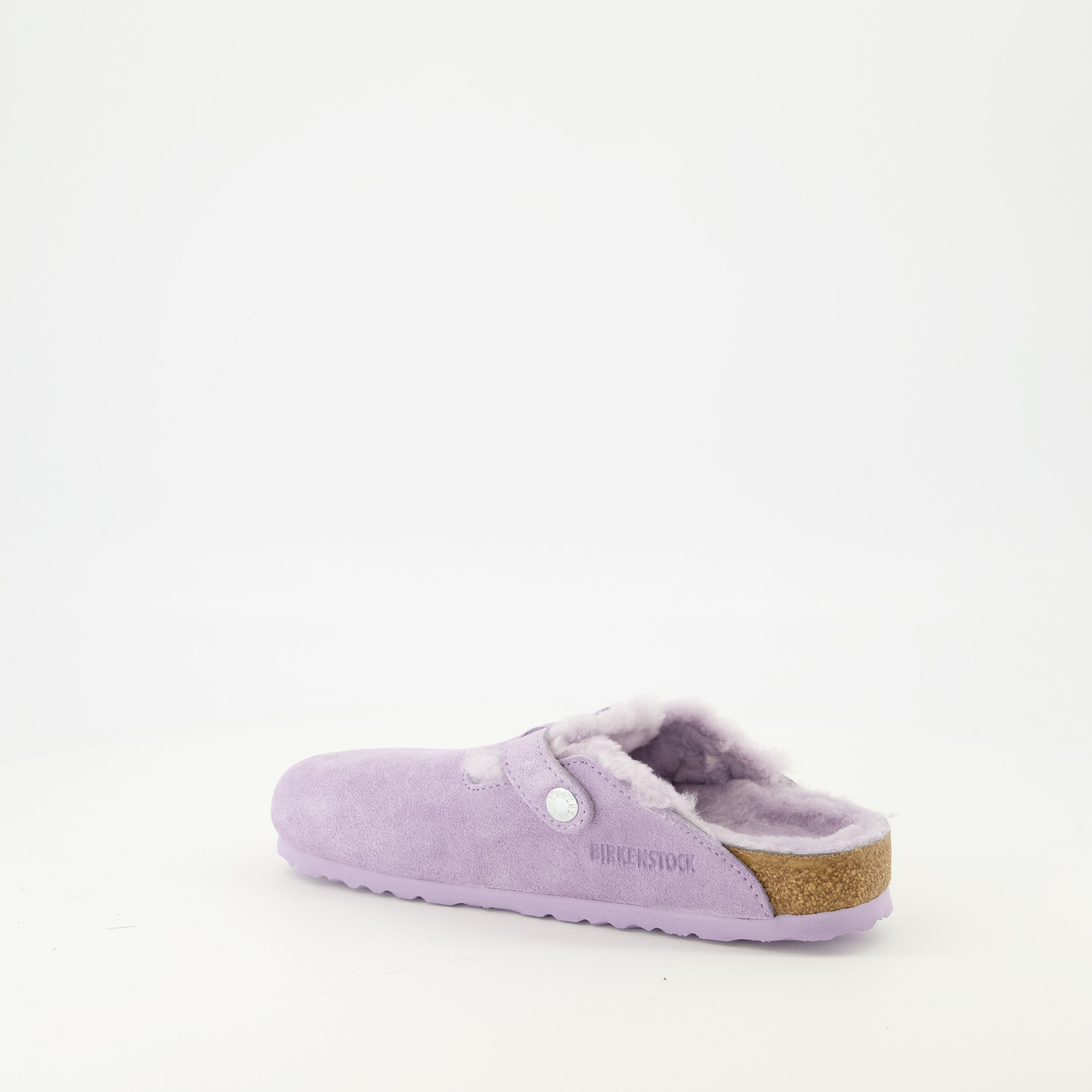 Image of Boston Violet Fur Mules by Birkenstock for Women - Season Spring-Summer 2026 - Back Right Three-Quarter View