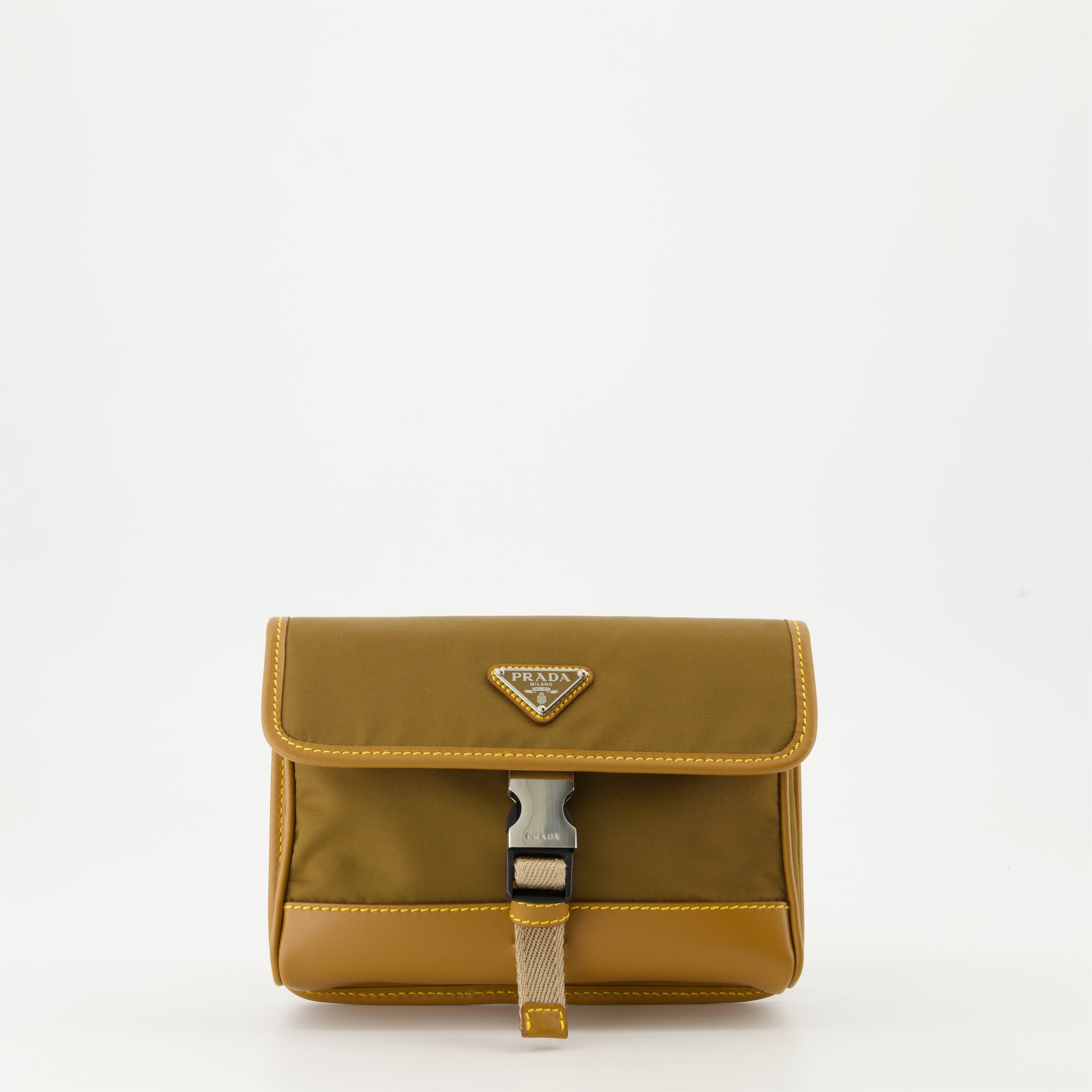 Prada crossbody bag, khaki nylon bag, recycled material bag, luxury men accessories, high-end crossbody bag