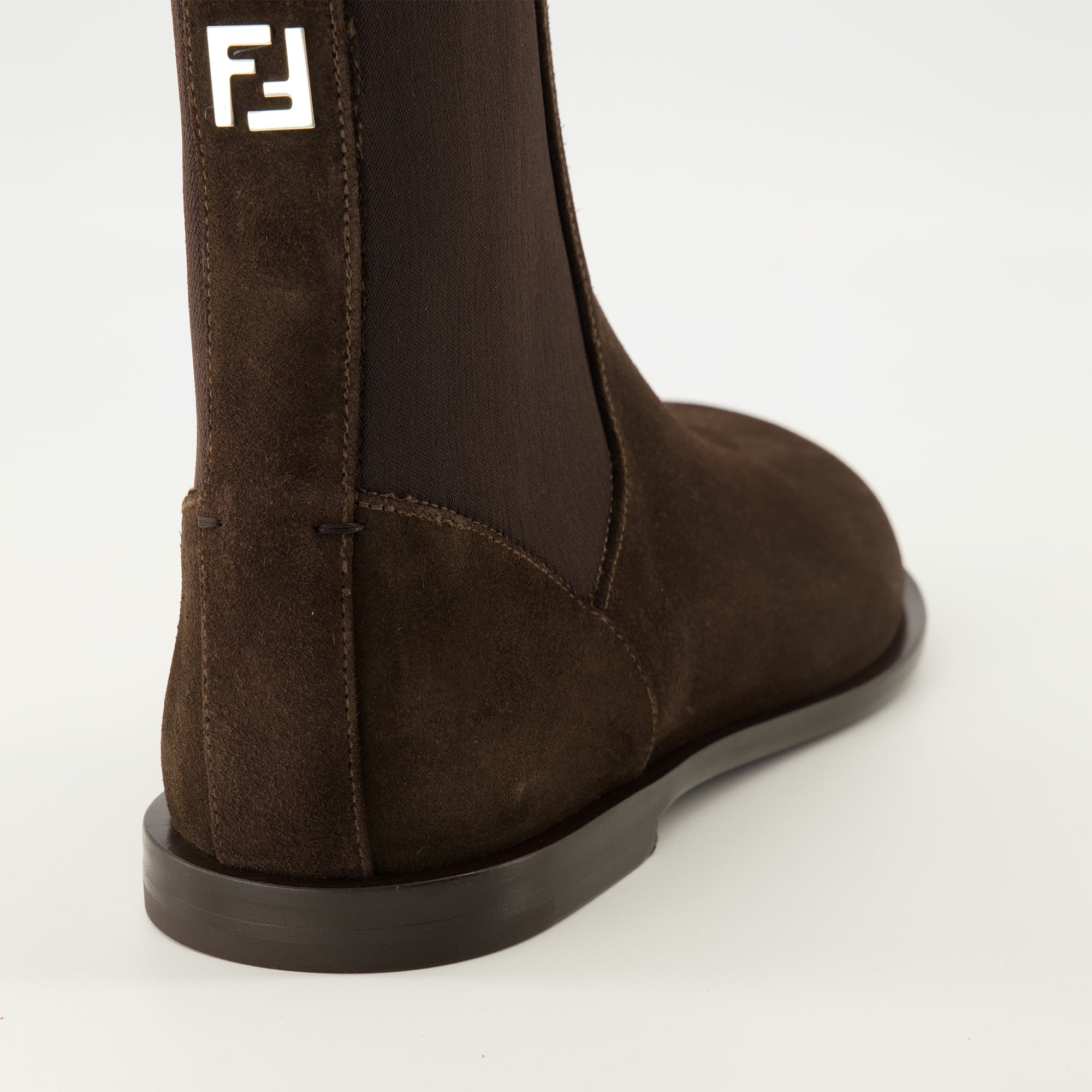 Fendi Chelsea Boots, FF Squared, brown suede boots, pull-on boots, premium footwear