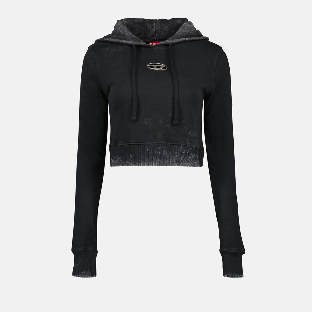 Image du Hoodie Noir F-Slimmy-Hood-P5 par Diesel pour Femmes - Saison Automne-Hiver 2024 - Vue de Face