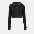 Image du Hoodie Noir F-Slimmy-Hood-P5 par Diesel pour Femmes - Saison Automne-Hiver 2024 - Vue de Face