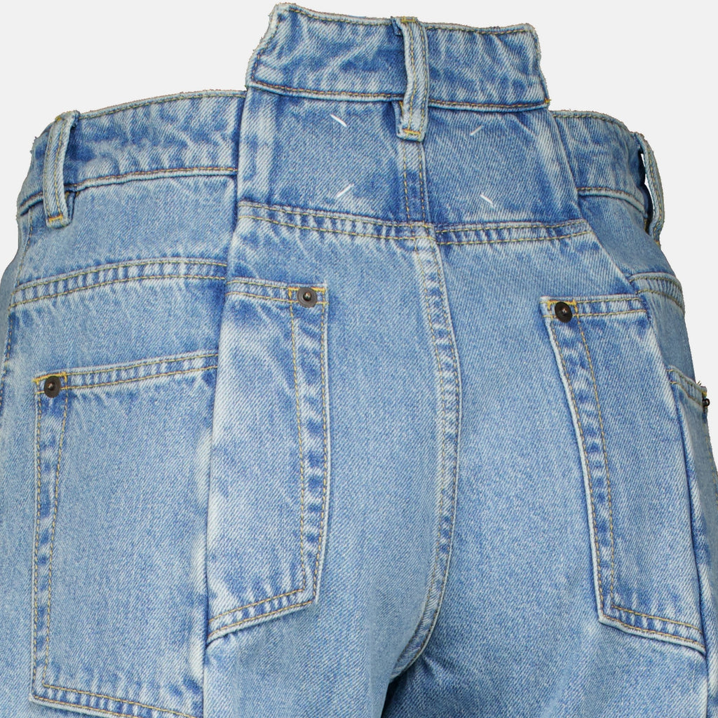 Blå jeans med vide ben og cutout-detaljer