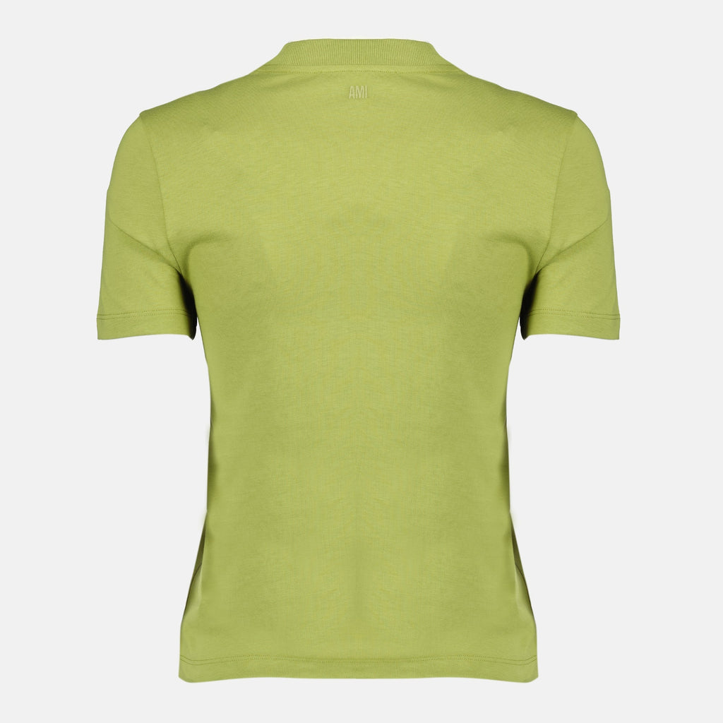 Image du T-shirt vert AMI de Coeur par Ami PARIS pour femmes - Saison Printemps-Été 2026 - Vue des détails du produit 1
