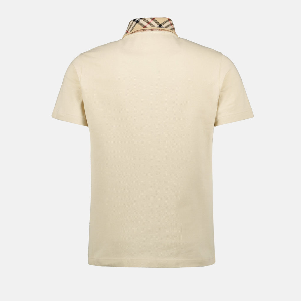 beige polo, check collar polo, cotton polo, casual wear, Spring-Summer collection