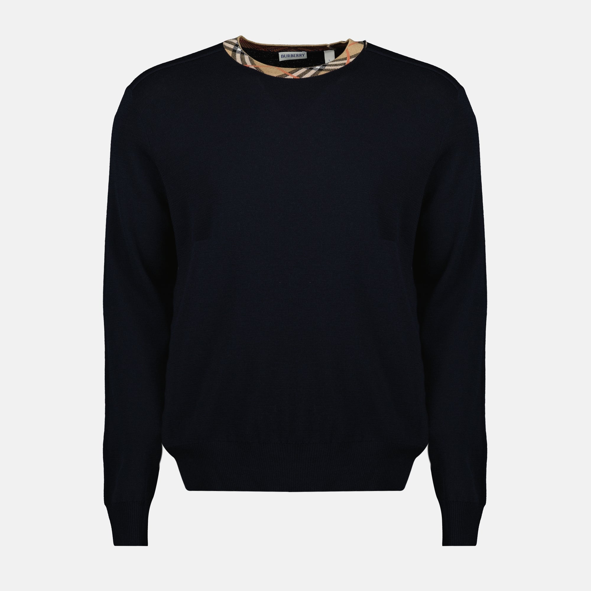 Burberry sweater, wool pullover, check design, Autumn-Winter collection, men's fashion