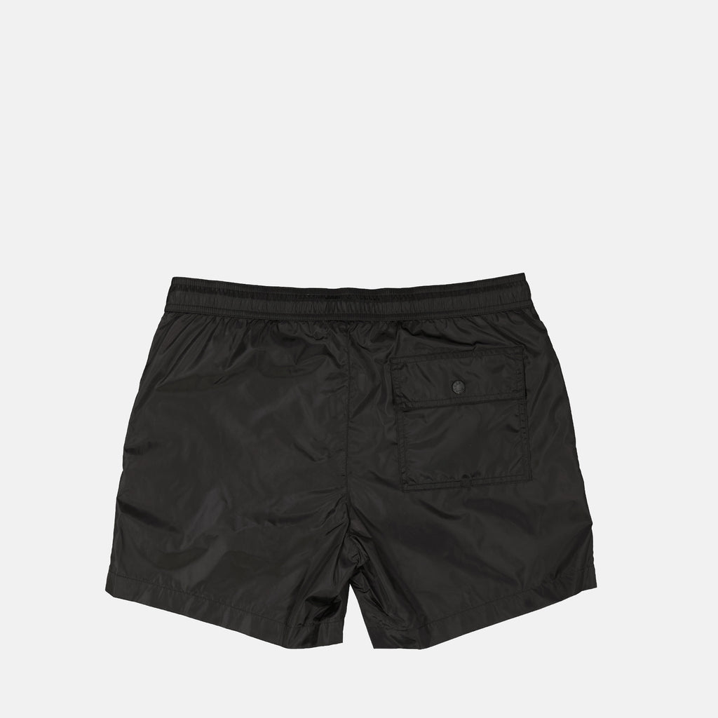 swim shorts, Moncler x Ben Ganz, black swimwear, nylon shorts, men's swimwear