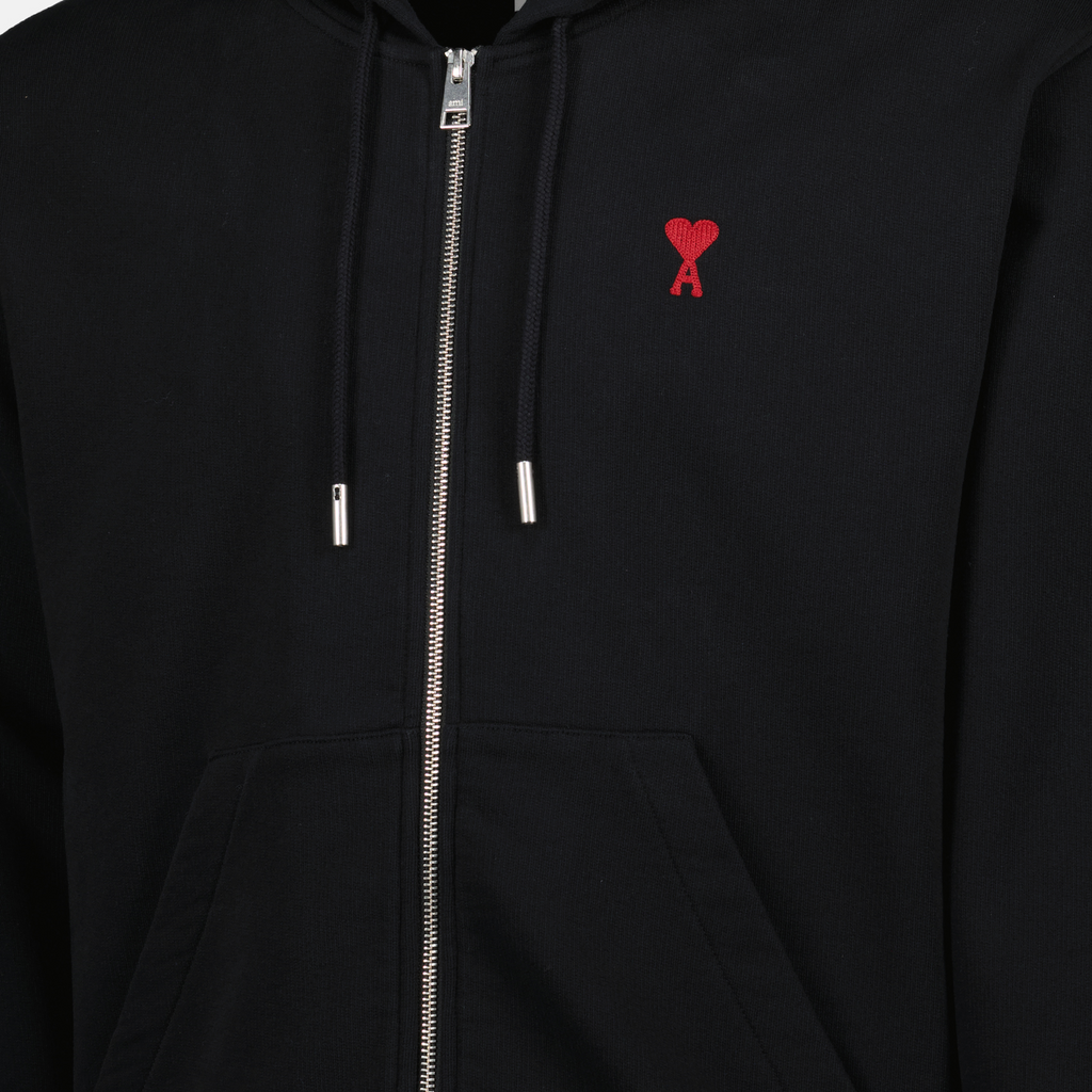 Imagem do sweatshirt com fecho de Ami PARIS para homens - Temporada Primavera-Verão 2025 - Vista de detalhe 5