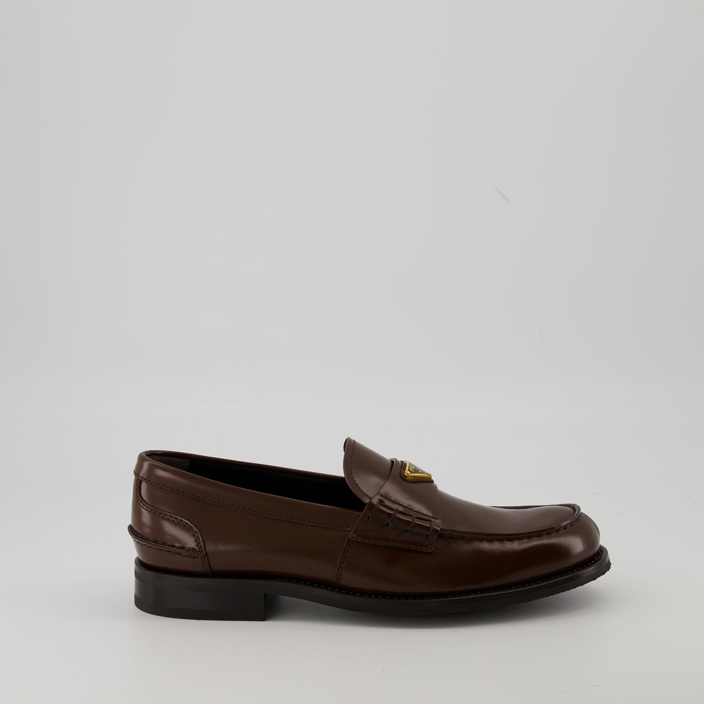 Prada loafers, brown leather shoes, men's footwear, luxury loafers, brushed leather shoes