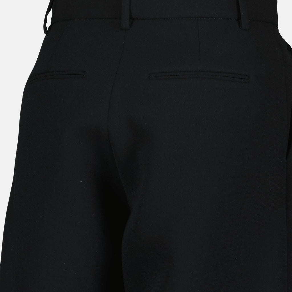 Khaite August pants, black wide-leg trousers, high waist pants, polyester pants, fashion trousers