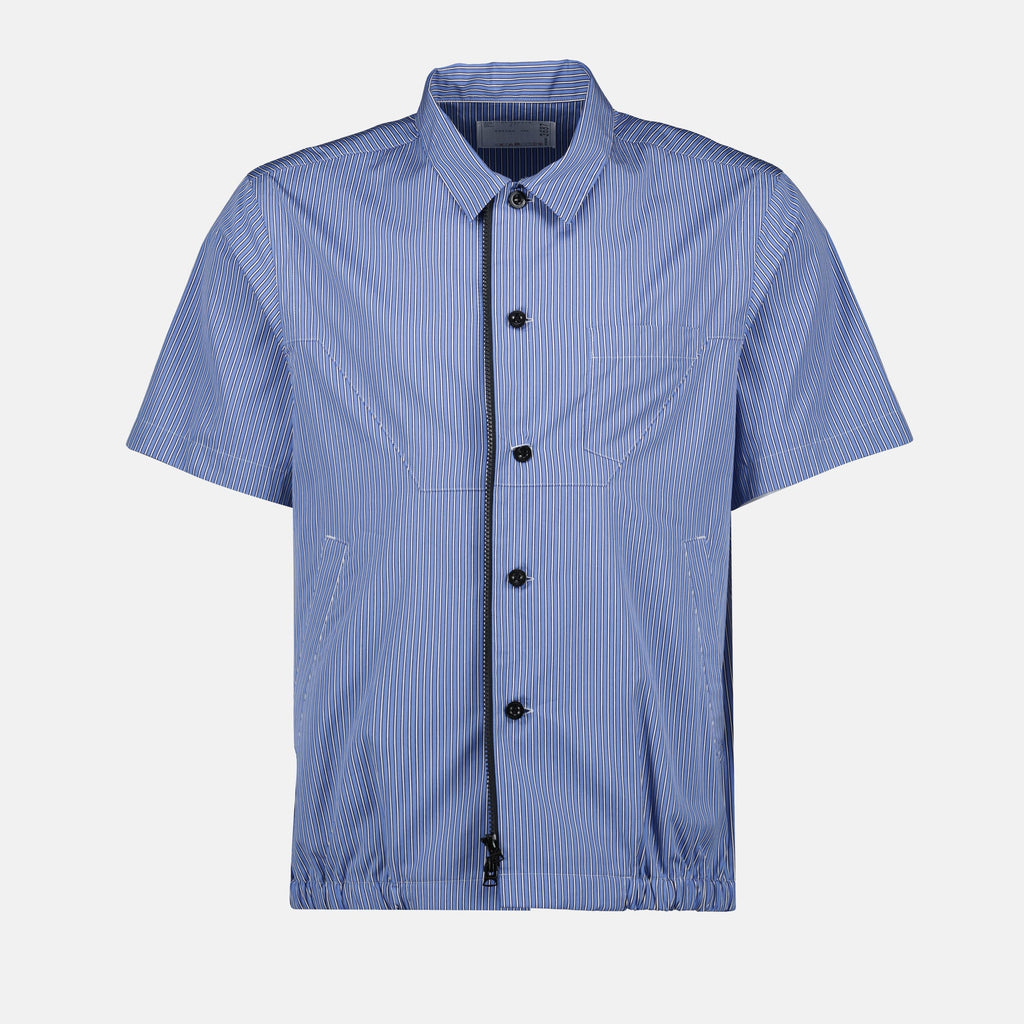 blue striped shirt, cotton shirt, Sacai shirt, classic collar shirt, Spring-Summer collection
