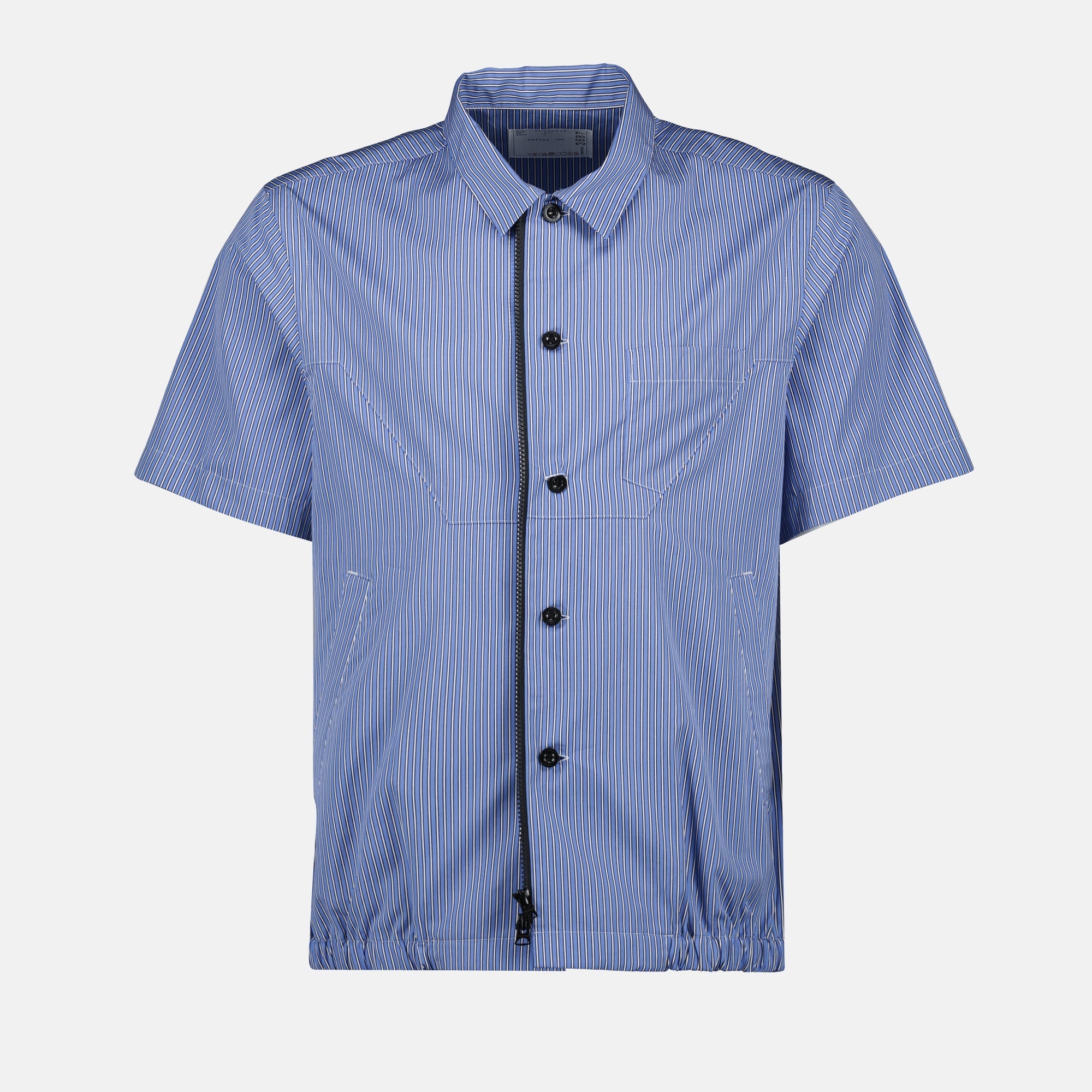 blue striped shirt, cotton shirt, Sacai shirt, classic collar shirt, Spring-Summer collection