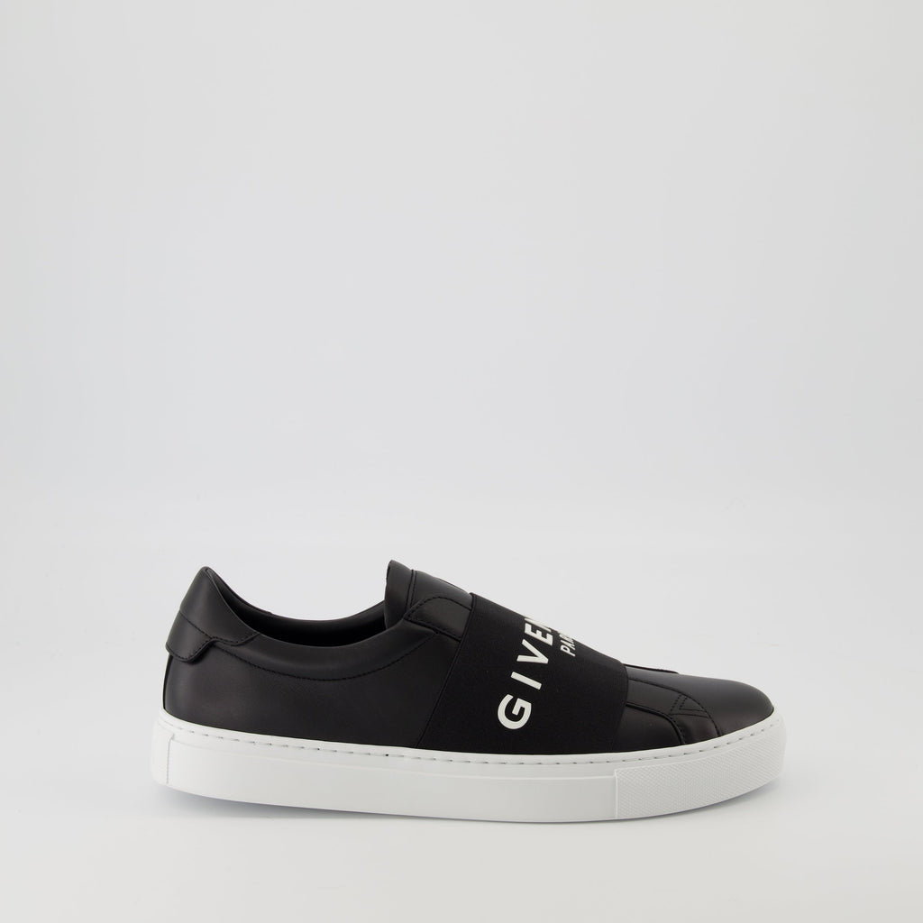 Givenchy sneakers, black leather sneakers, urban slip-on shoes, comfortable footwear, designer sneakers