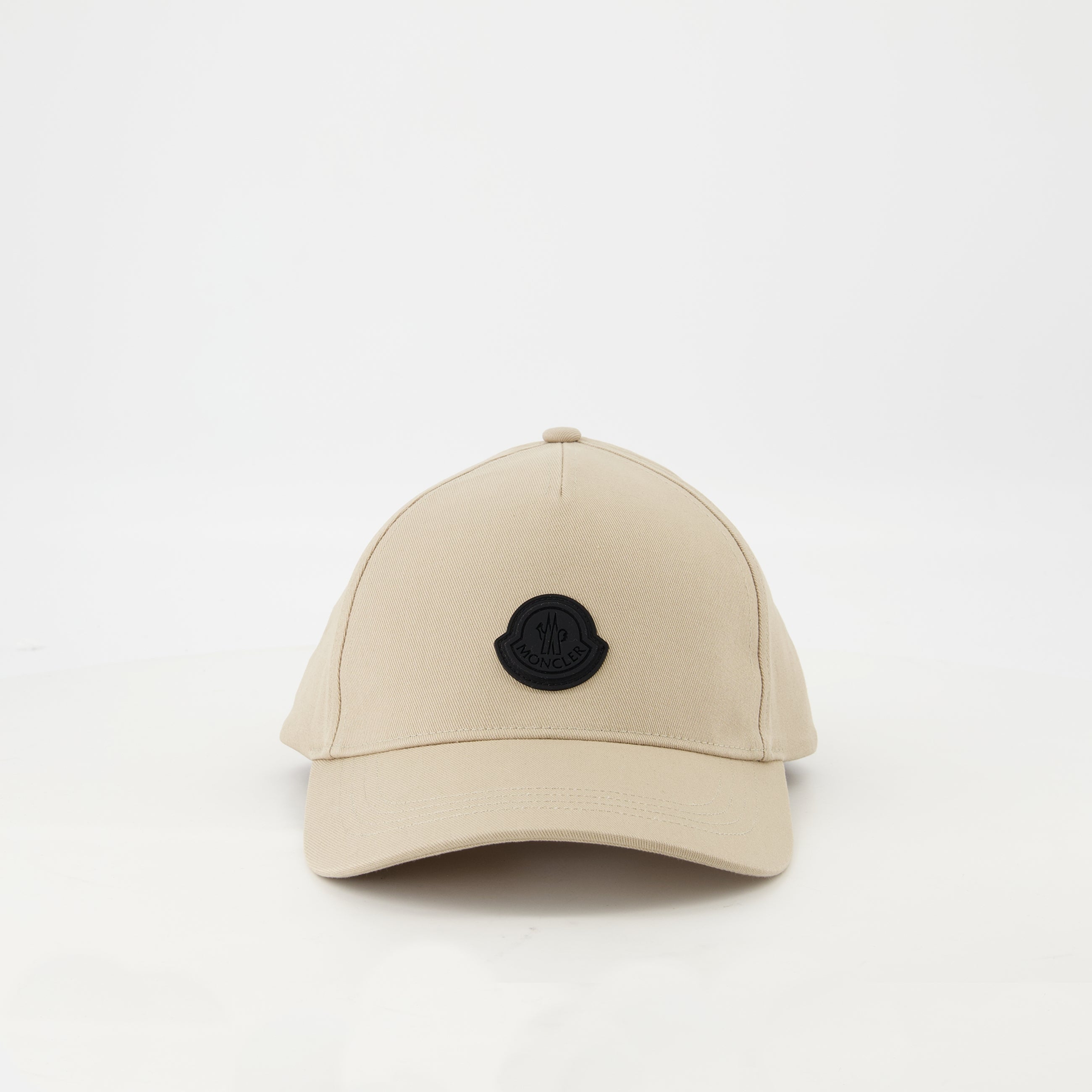 Moncler cap, beige logo cap, black logo accessory, cotton cap, Spring-Summer collection
