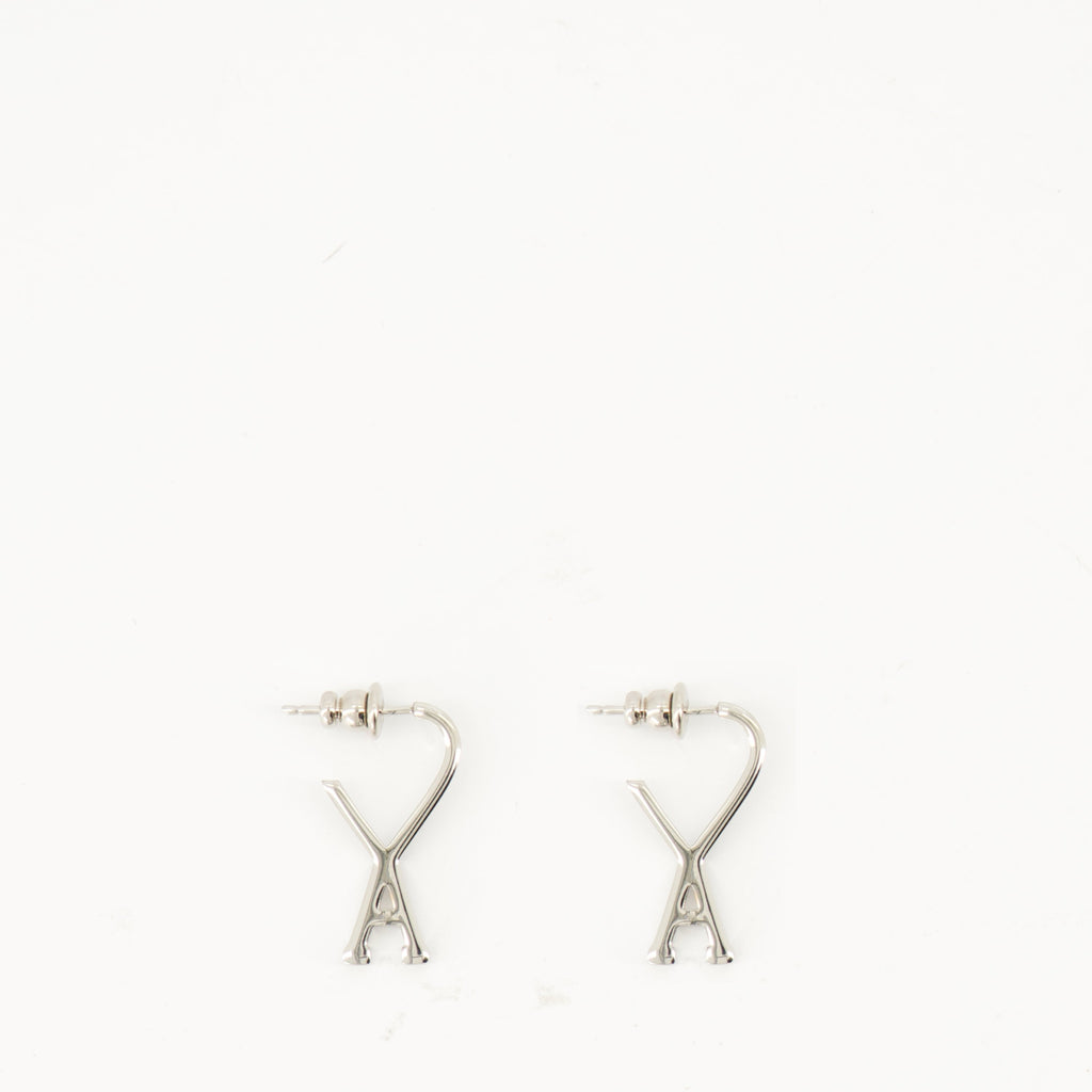 Ami de coeur earrings, Ami Paris, silver earrings, brass jewelry, mixte model earrings