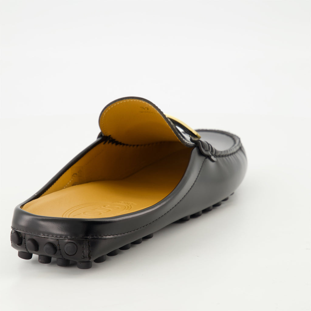 Bild von schwarzen Gommino-Leder-Mules von Tod's für Damen - Saison Frühjahr-Sommer 2025 - Rückansicht