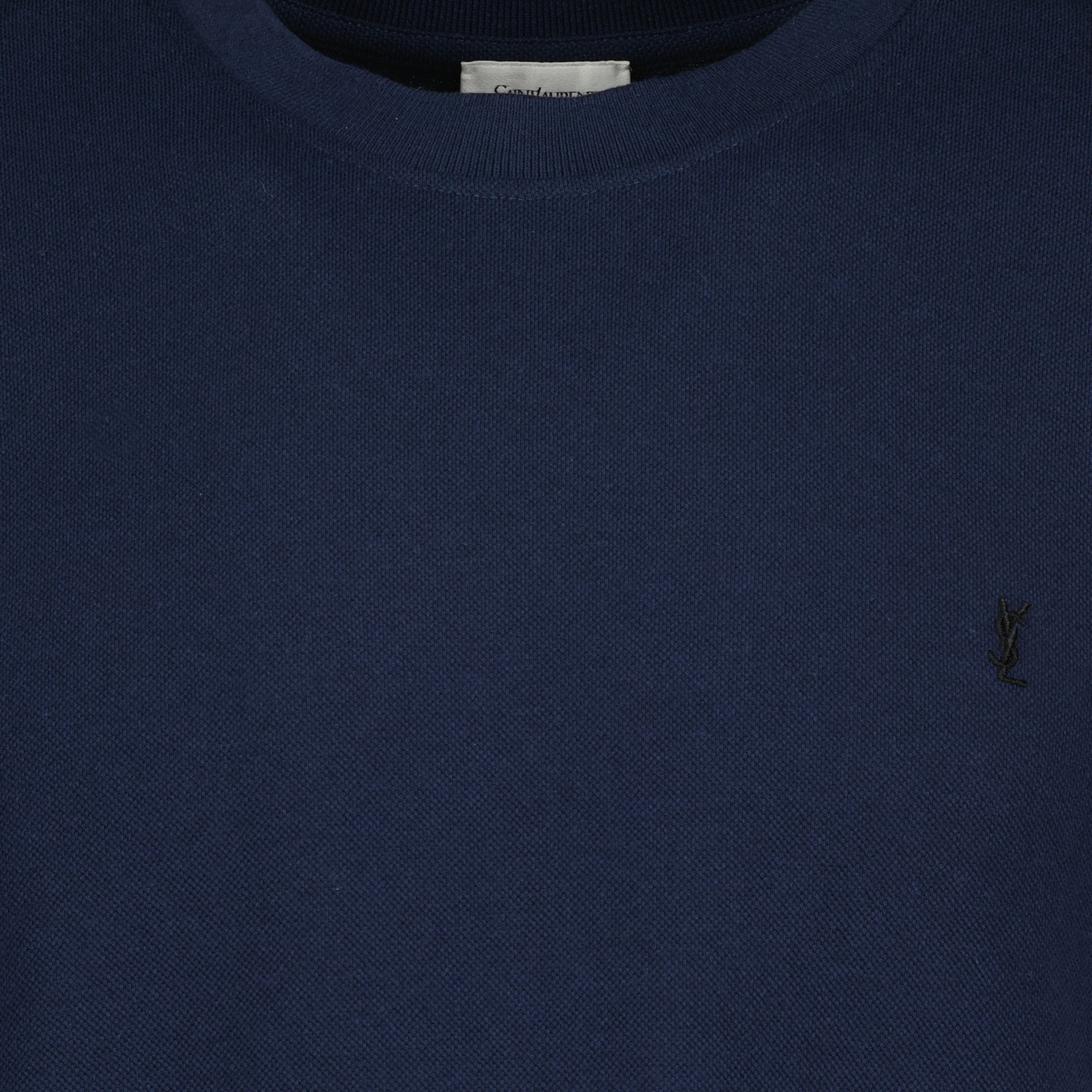 Image of t-shirt ysl bleu foncé by Saint Laurent for Men - Season Spring-Summer 2026 - Detail View 2