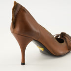 Image of Brown Leather Pumps by Prada for Women - Season Autumn-Winter 2025 - Back View