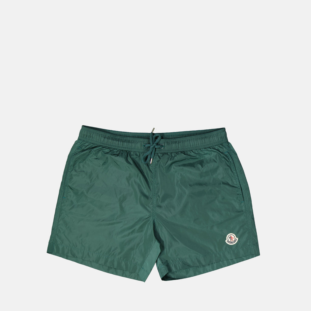 swim shorts, Moncler, green swimwear, summer fashion, men's swimwear