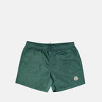 swim shorts, Moncler, green swimwear, summer fashion, men's swimwear