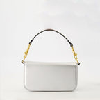VLogo bag, Valentino Garavani, leather shoulder bag, silver handbag, Swarovski accents