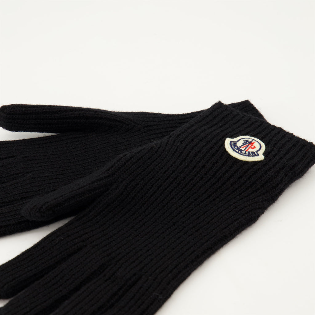 Moncler gloves, black wool gloves, winter accessories, men's gloves, wool gloves