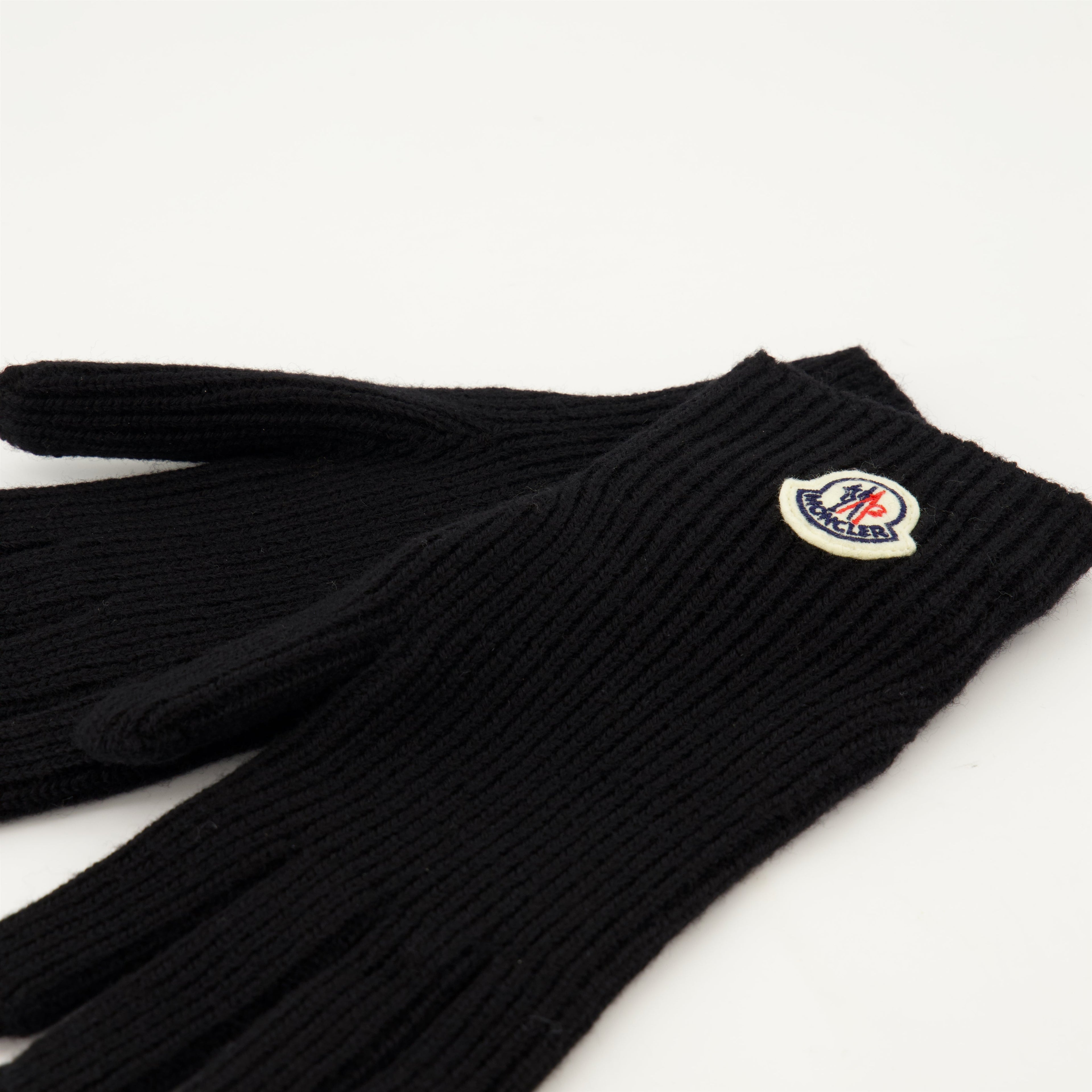 Moncler gloves, black wool gloves, winter accessories, men's gloves, wool gloves