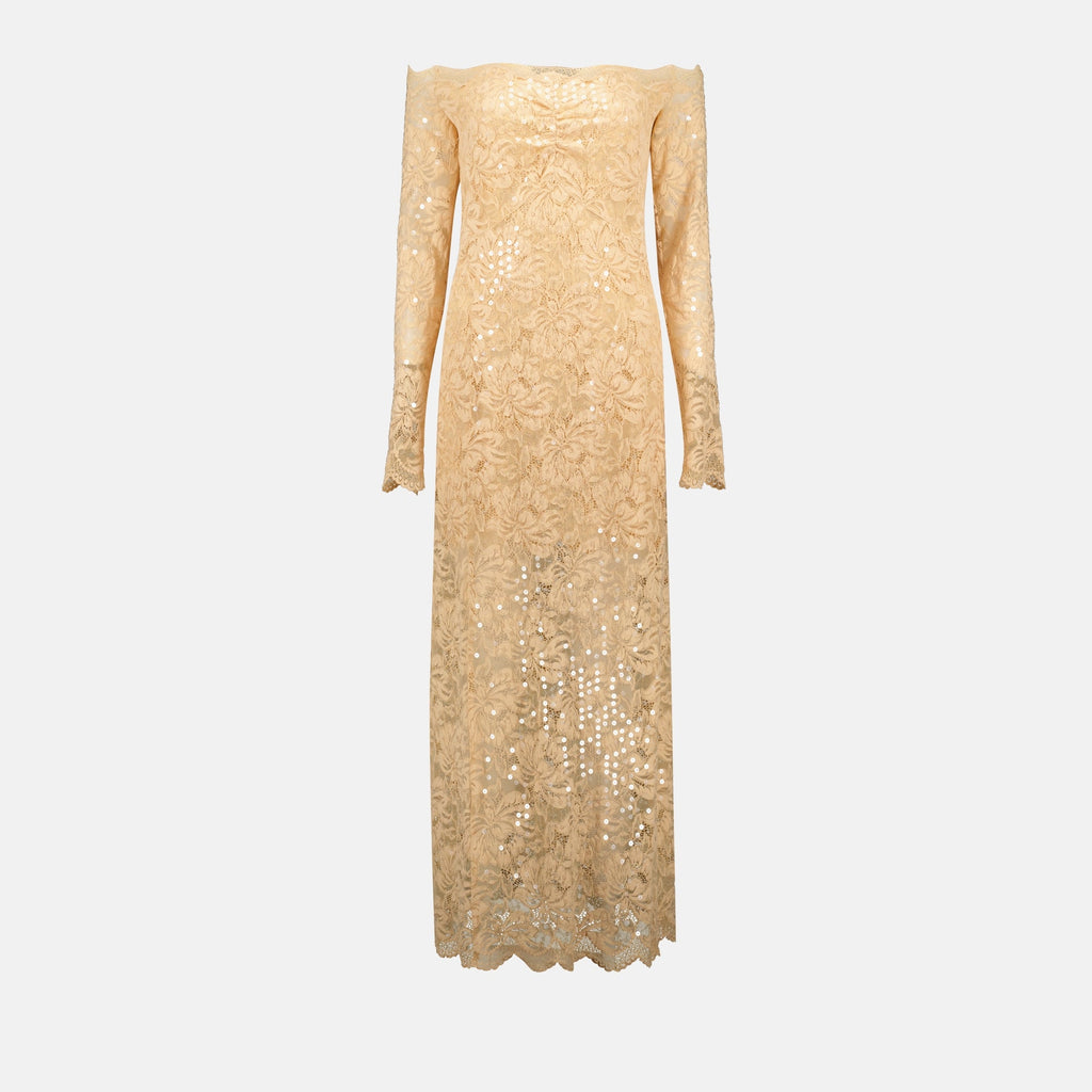 Rabanne Lace Dress | Tan | Size 40