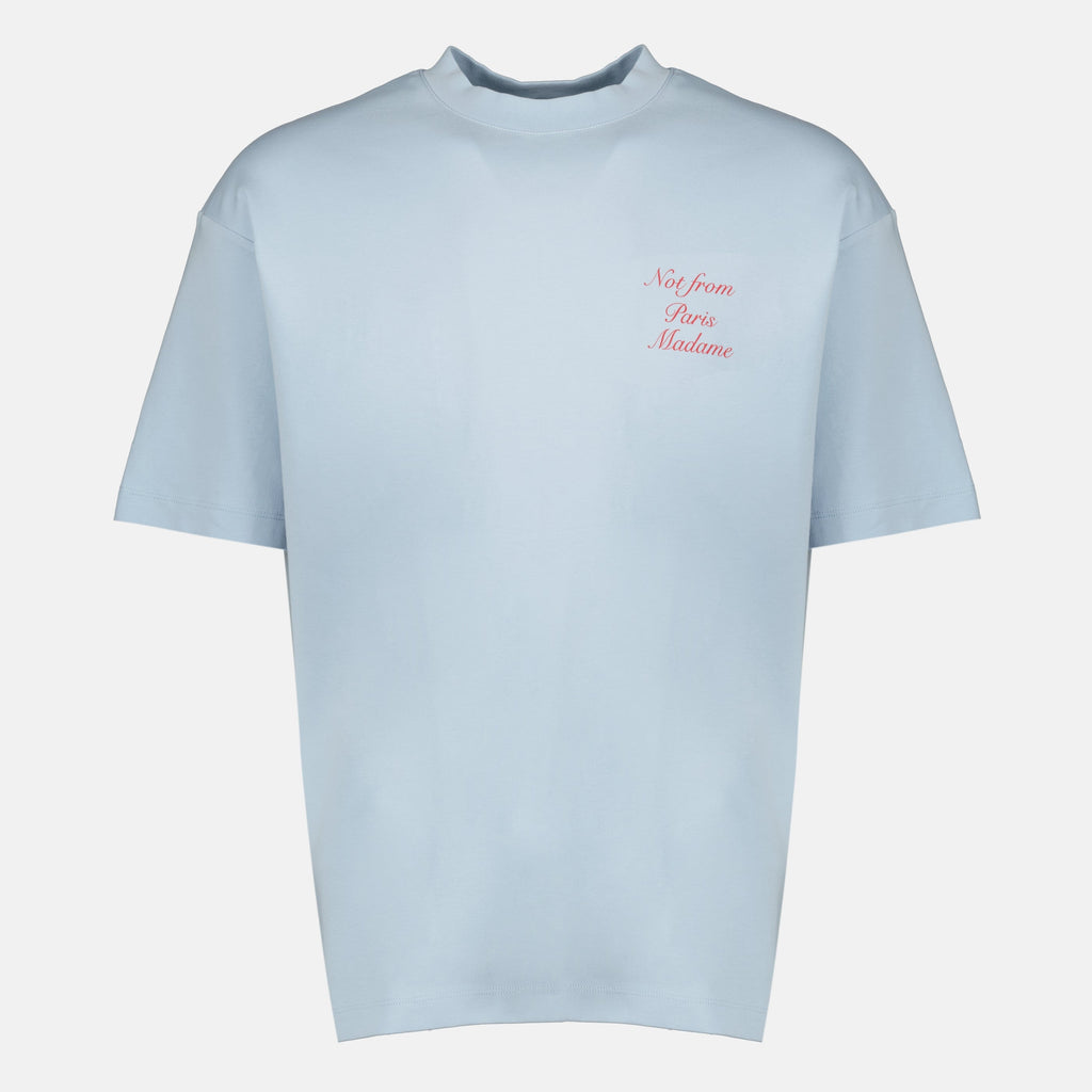 Blue Slogan Calligraphy T-Shirt - Drôle de Monsieur