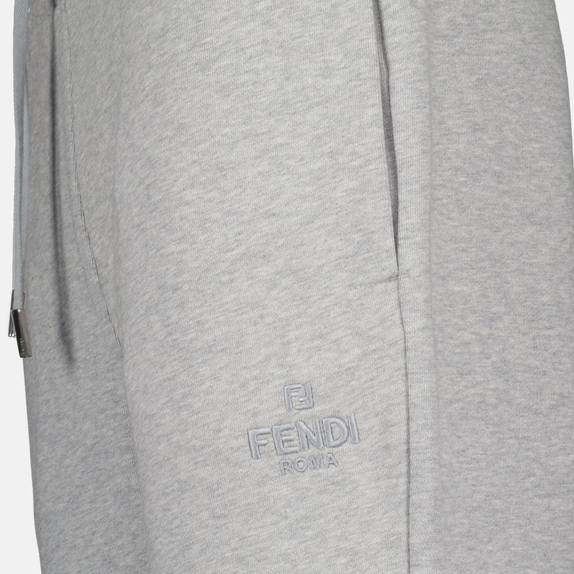 Fendi jogging pants, Grey cotton pants, Autumn-Winter 2024, Comfortable lounge pants, Stylish sweatpants
