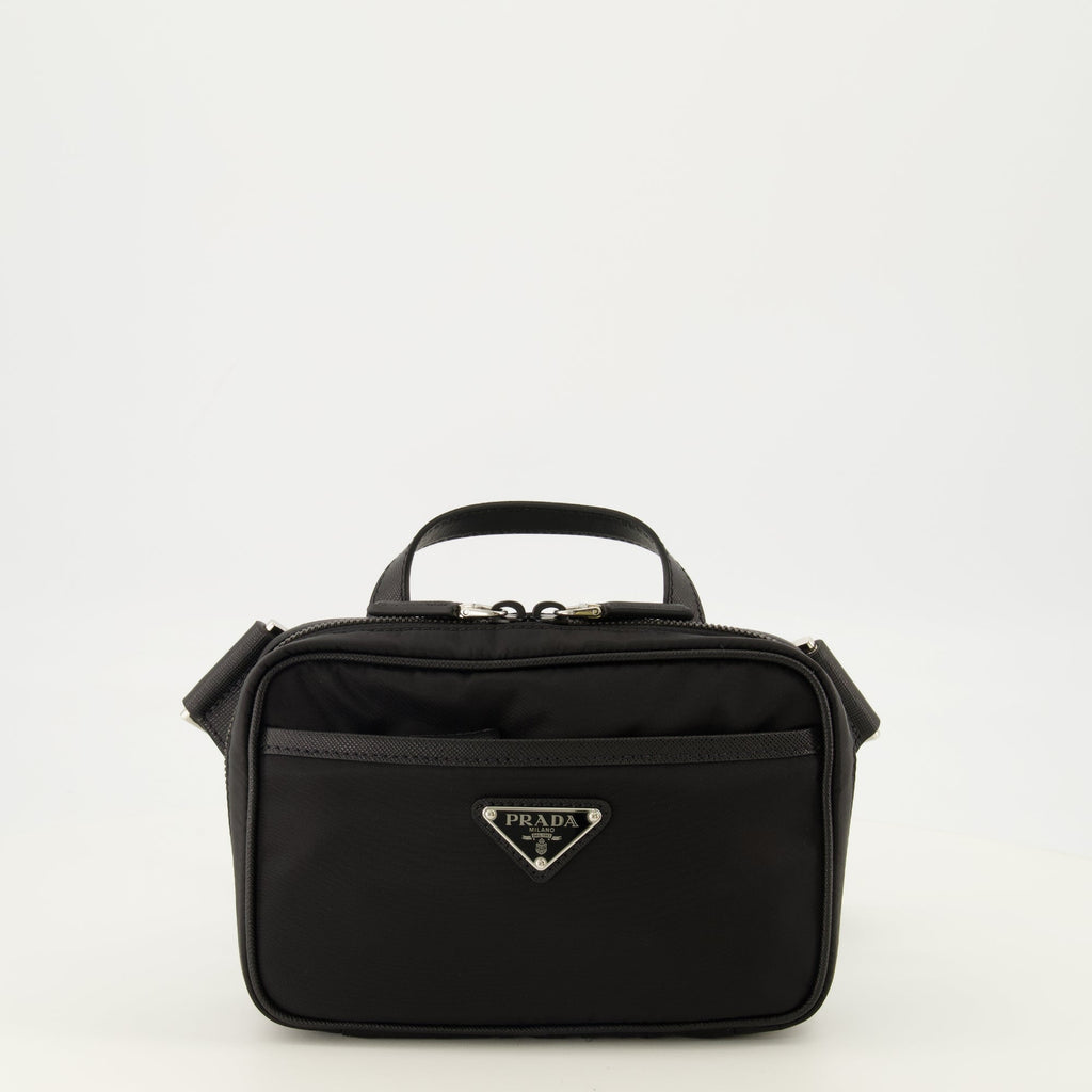 Black Leather and Re-Nylon Bag