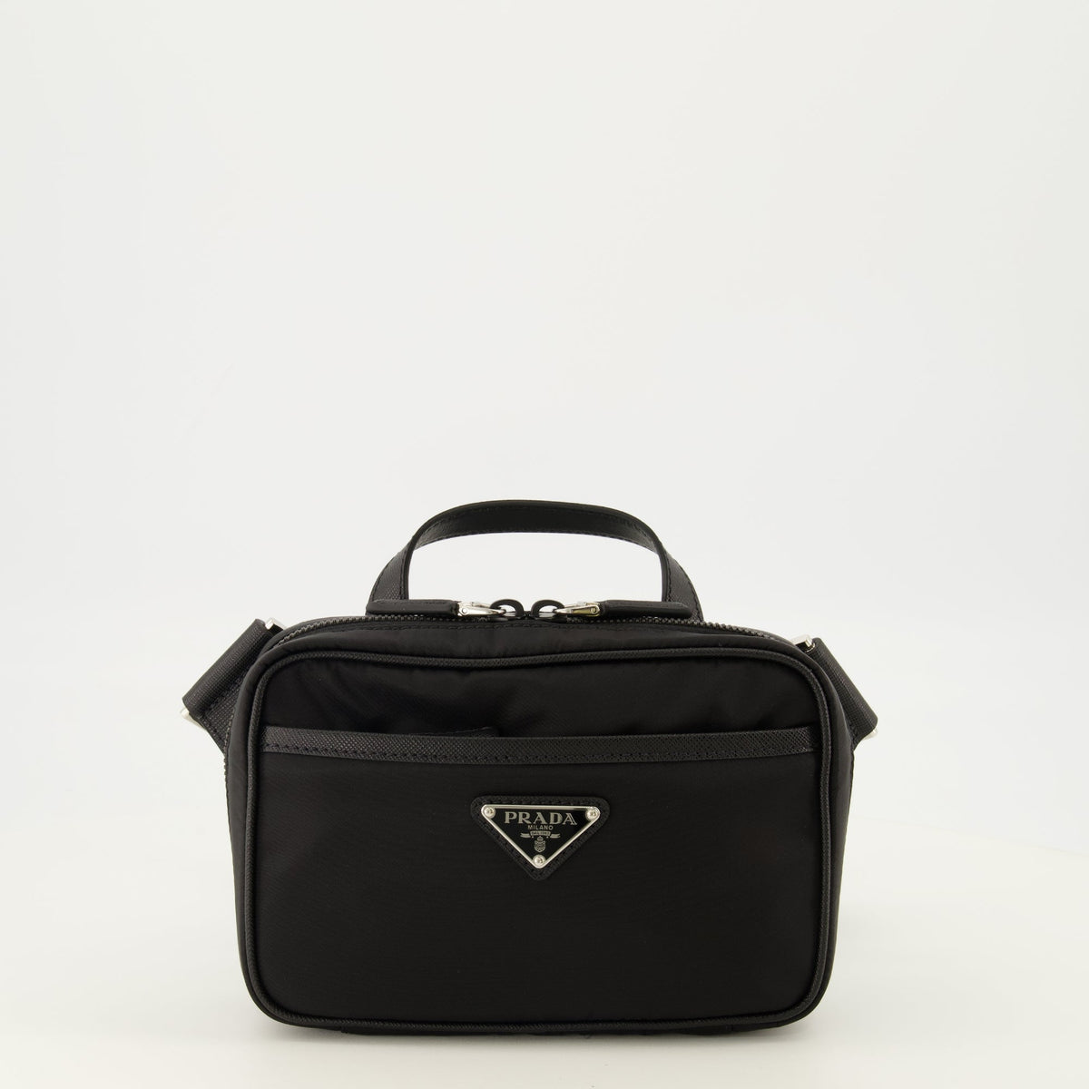 Black Leather and Re-Nylon Bag