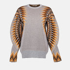 Image du pull lumineux imprimé Lurex par Rabanne pour femmes - Saison automne-hiver 2024 - Vue de face