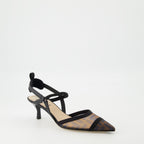 Fendi heels, Colibrì Lite FF, pointed toe shoes, black heels, designer footwear