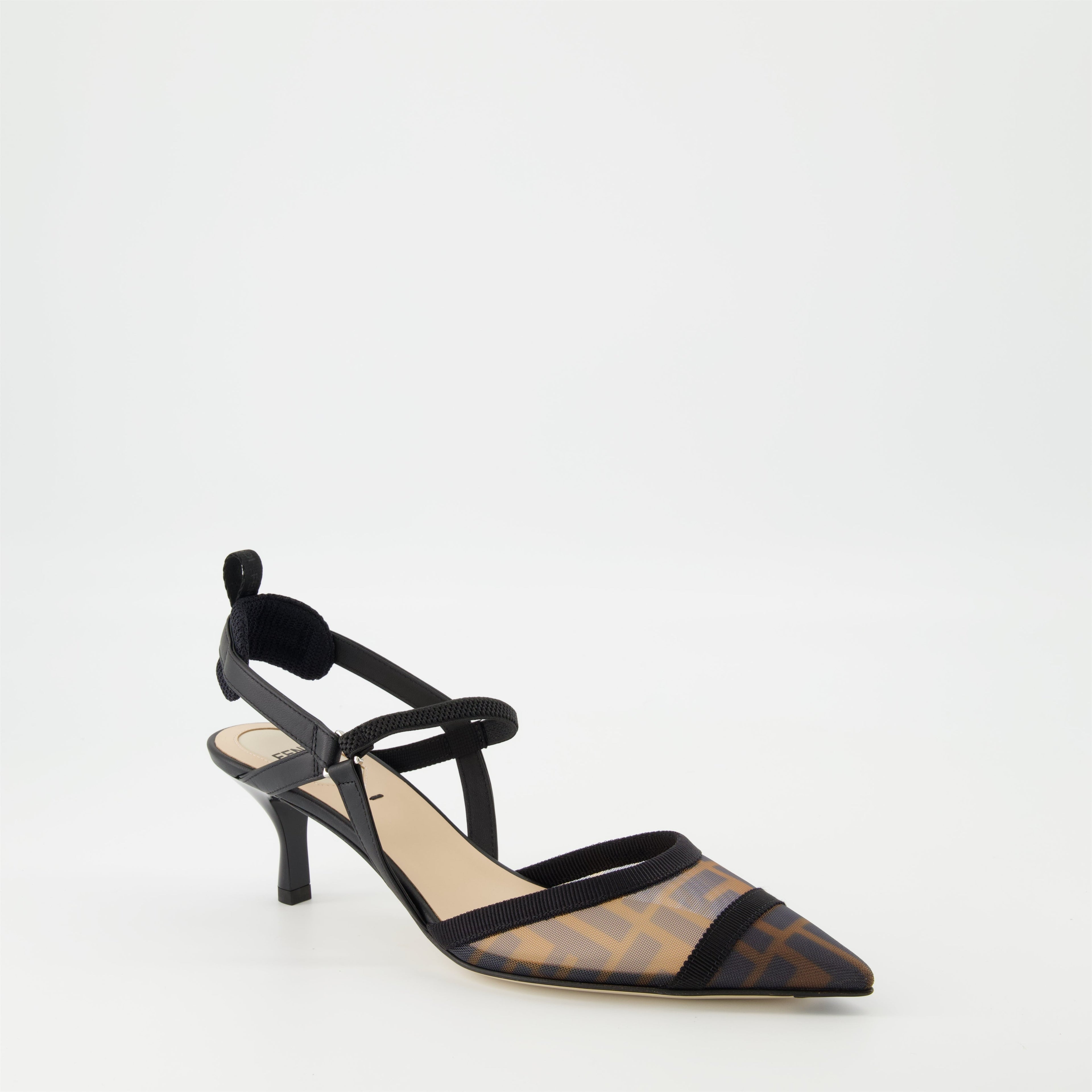 Fendi heels, Colibrì Lite FF, pointed toe shoes, black heels, designer footwear