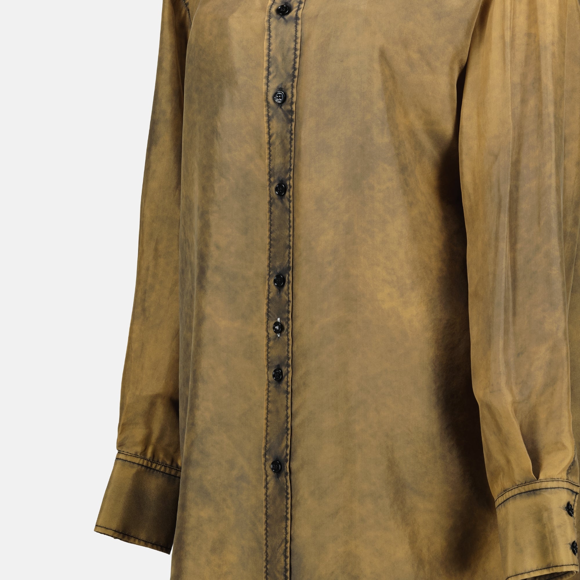 Long brown washed-effect shirt