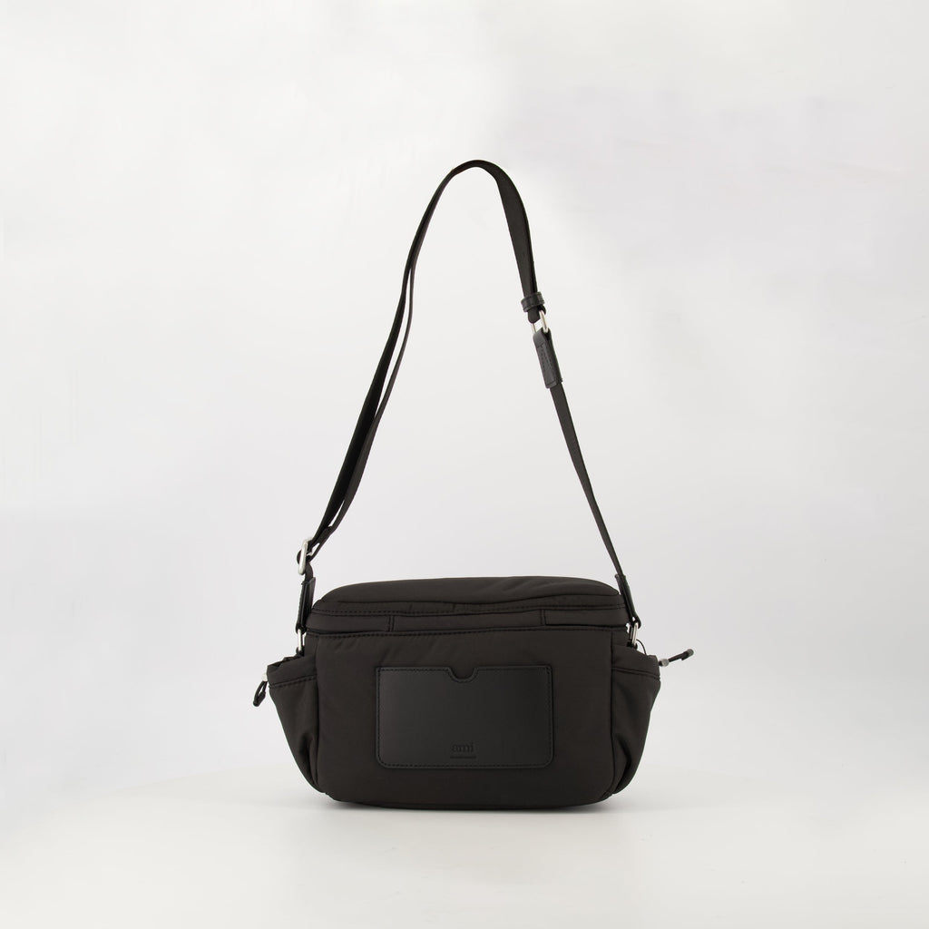 messenger bag, AMI Paris, black nylon bag, unisex bag, everyday accessory