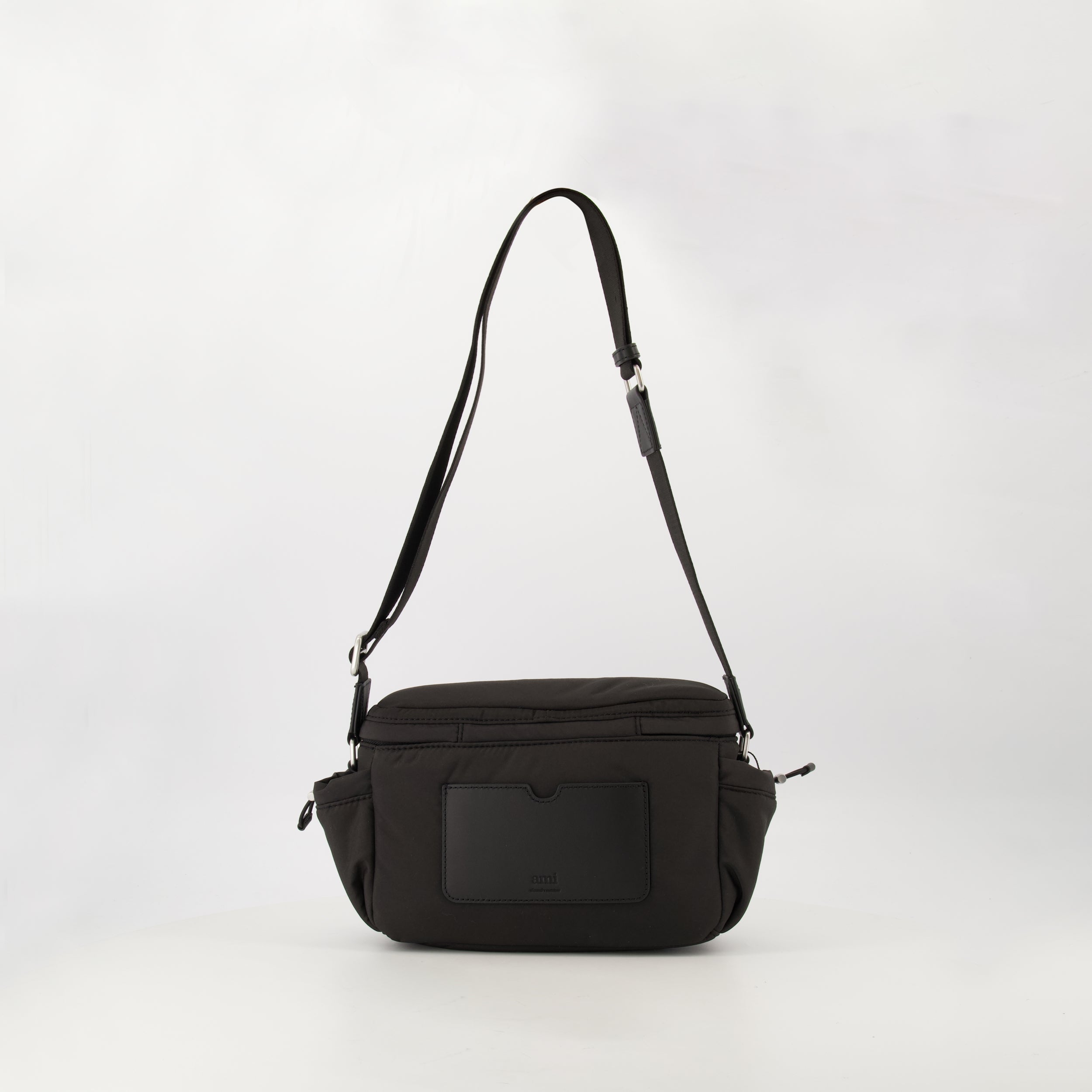 messenger bag, AMI Paris, black nylon bag, unisex bag, everyday accessory