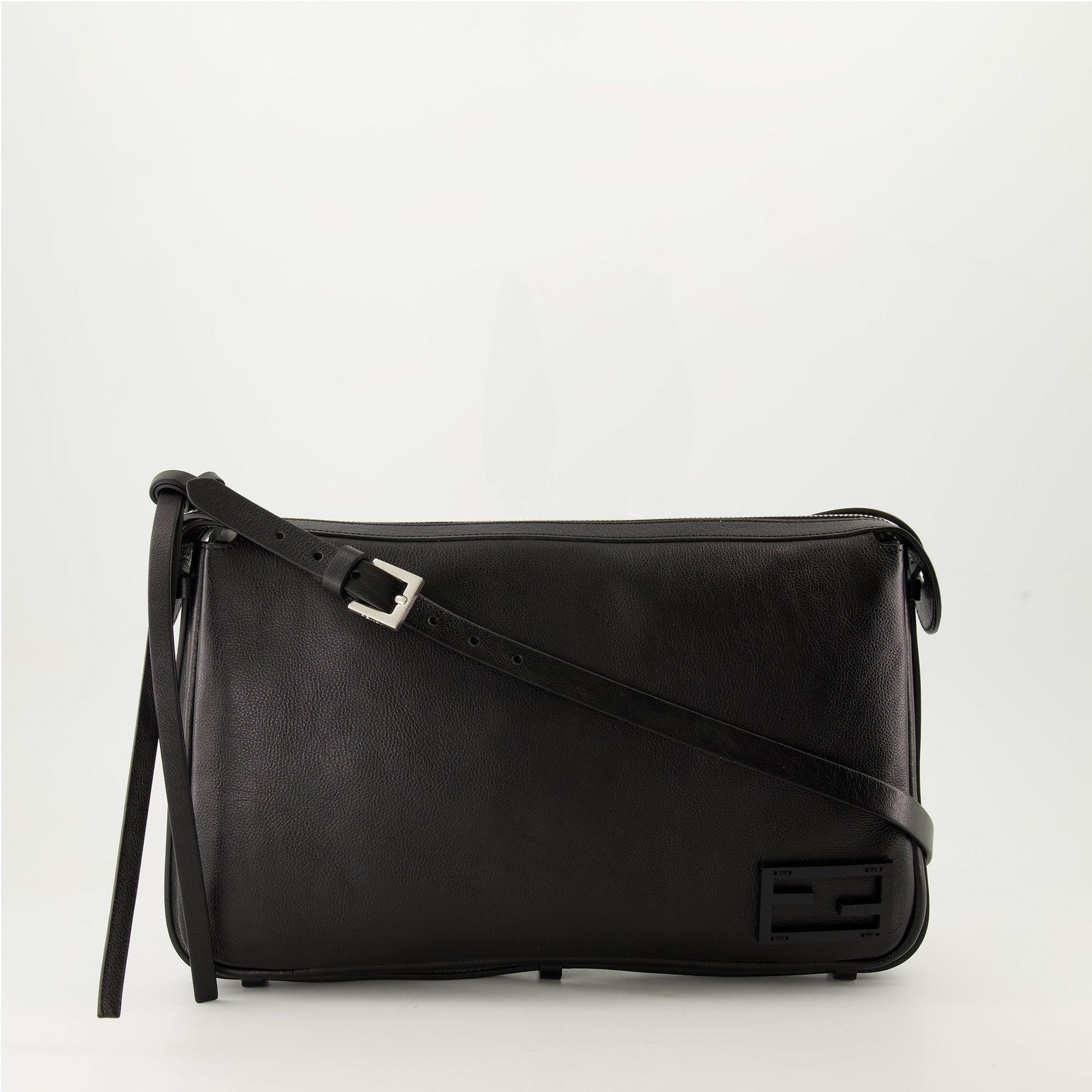 Fendi bag, black leather bag, adjustable strap bag, Simply Fendi Medium, elegant accessory