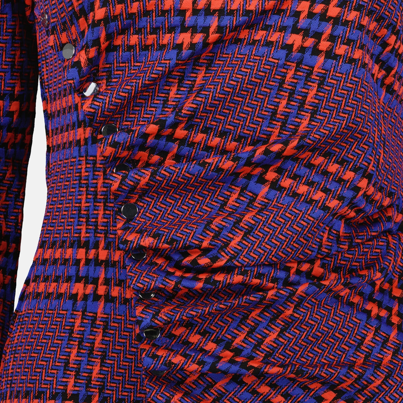 Rabanne, draped top, plaid top, asymmetrical cut, pleated effect