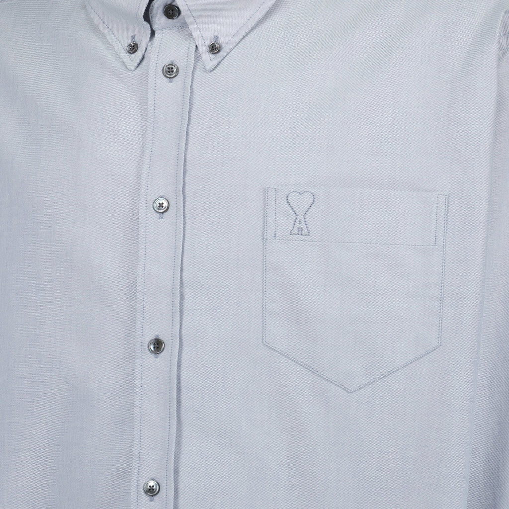 oversized shirt, AMI Paris, organic cotton clothing, unisex fashion, grey shirt