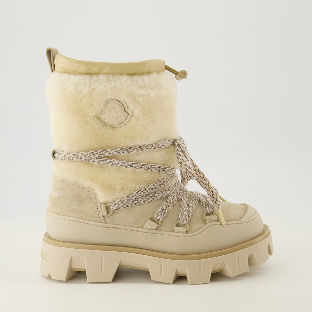 peak beige shearling boots moncler women 15618305720700