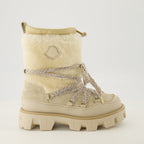 Image of Peak Beige Shearling Boots by Moncler for Women - Season Autumn-Winter 2025 - Right Side View