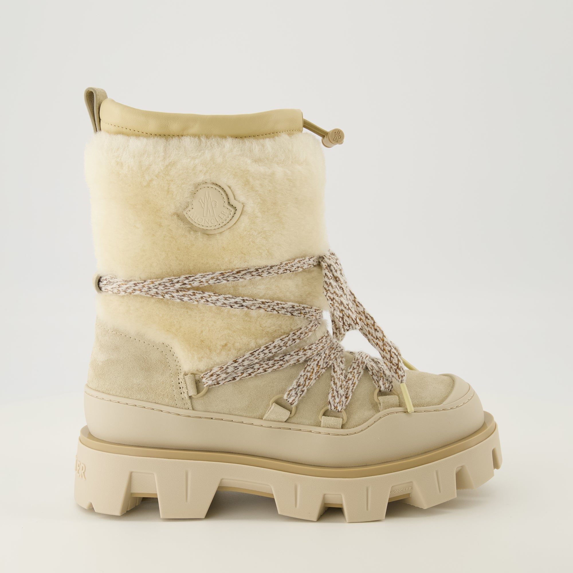 peak beige shearling boots moncler women 15618305720700