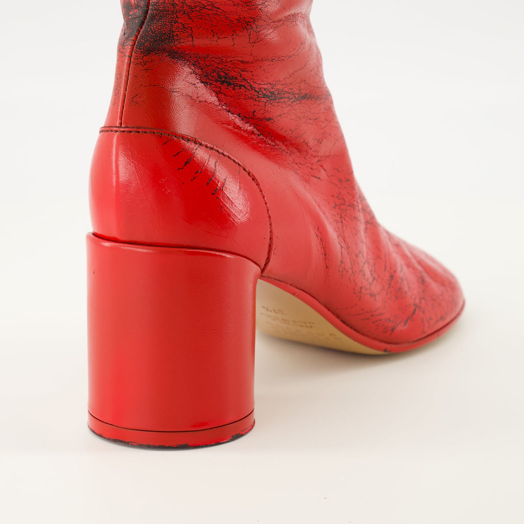 Anatomic Ankle Boots, MM6 footwear, red ankle boots, stylish boots, luxury footwear