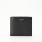 Image of East/West Coated Leather Wallet by Saint Laurent for Men - Season Spring-Summer 2025 - Front View