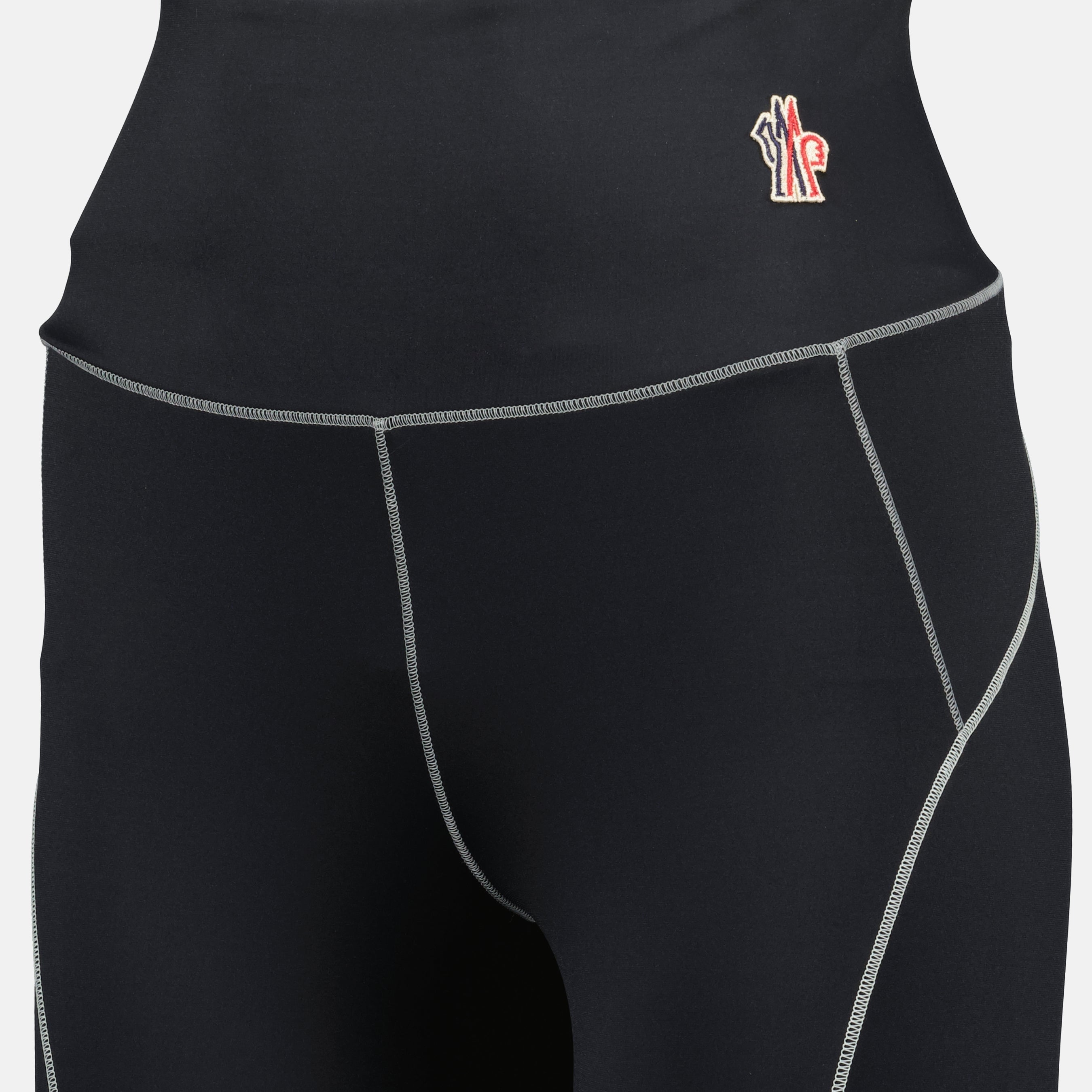 Moncler Grenoble legging, black logo legging, luxury activewear, slim fit leggings, nylon stretch leggings