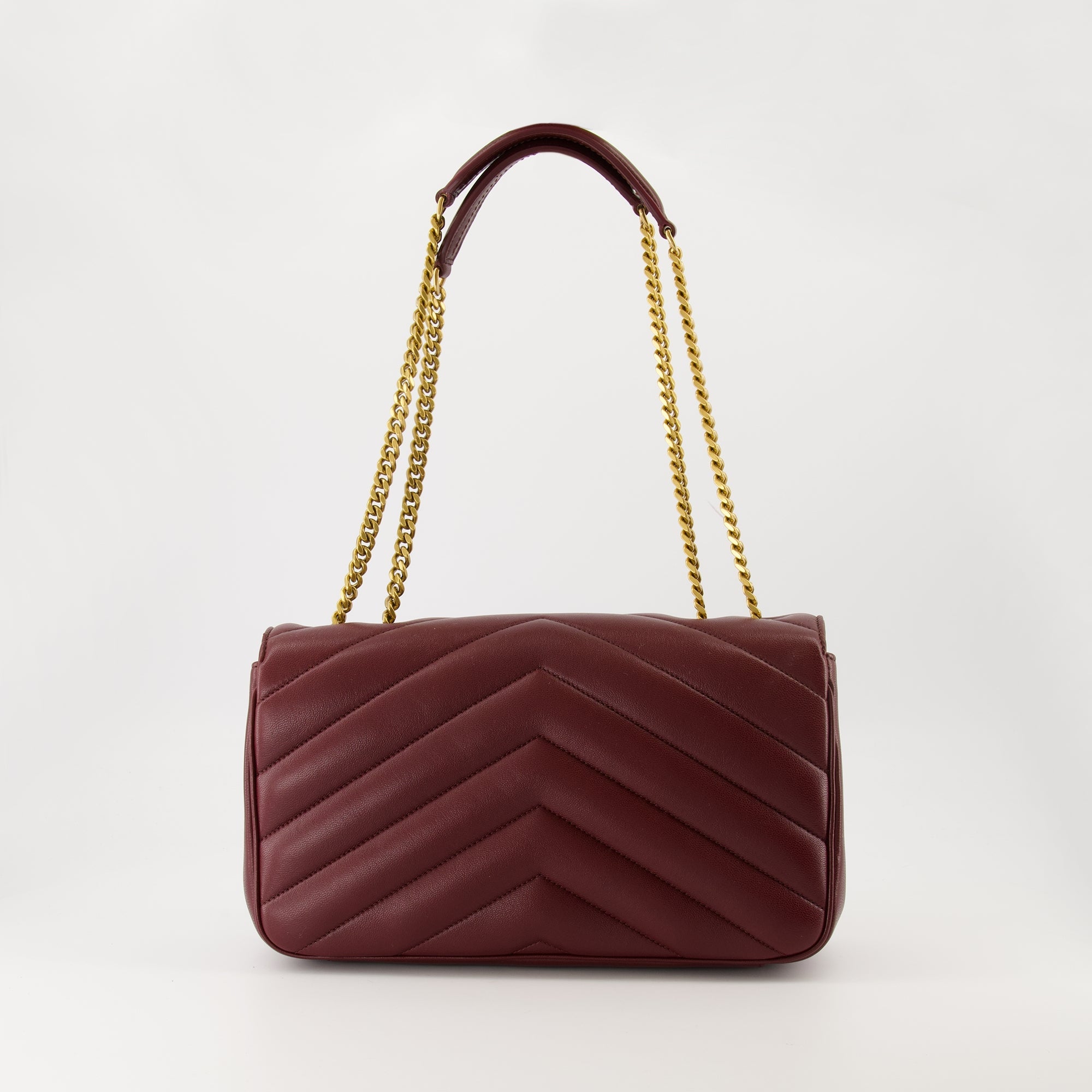 Saint Laurent bag, Le Sac Loulou, bordeaux leather handbag, designer accessories, luxury handbags