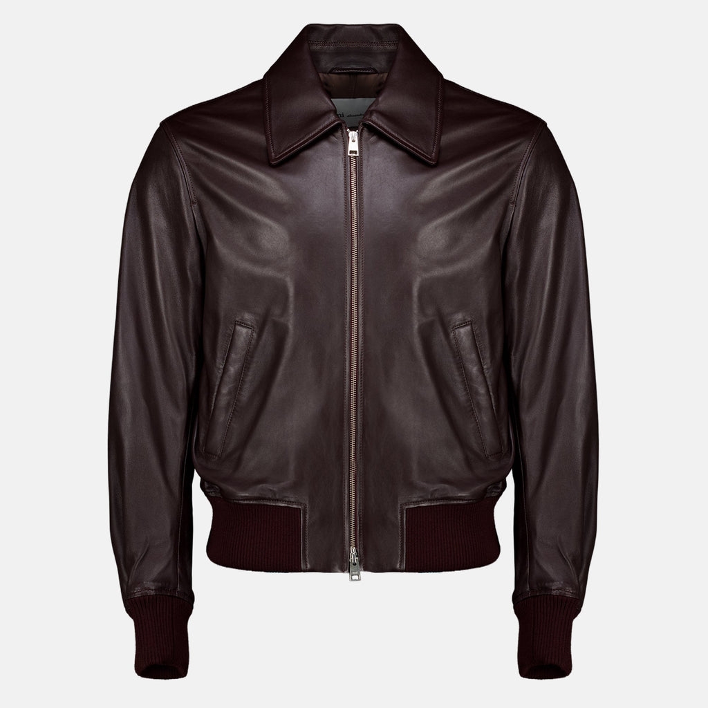 Veste en cuir motard Bordeaux